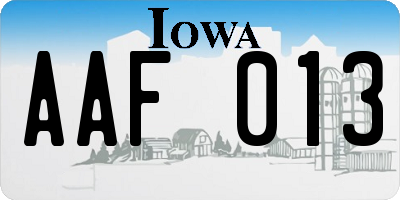 IA license plate AAF013