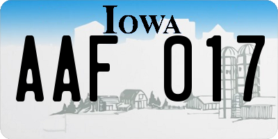 IA license plate AAF017