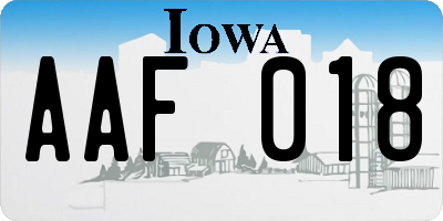 IA license plate AAF018