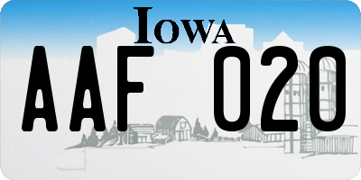 IA license plate AAF020