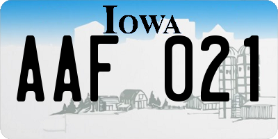 IA license plate AAF021