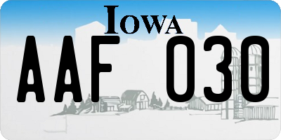 IA license plate AAF030