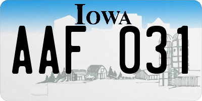 IA license plate AAF031