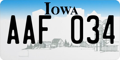 IA license plate AAF034