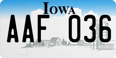 IA license plate AAF036