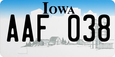 IA license plate AAF038