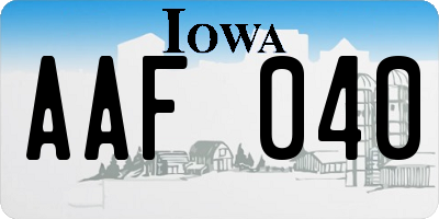 IA license plate AAF040