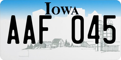 IA license plate AAF045