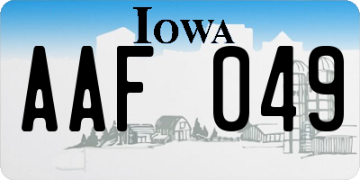 IA license plate AAF049