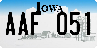 IA license plate AAF051