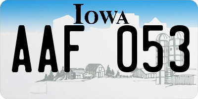 IA license plate AAF053