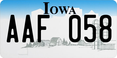 IA license plate AAF058