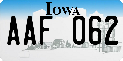 IA license plate AAF062