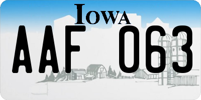 IA license plate AAF063