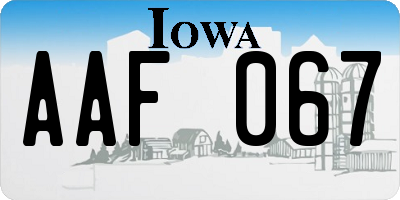 IA license plate AAF067