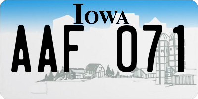 IA license plate AAF071