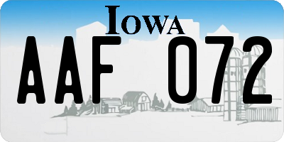 IA license plate AAF072