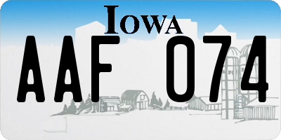 IA license plate AAF074