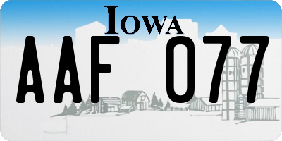 IA license plate AAF077