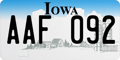 IA license plate AAF092