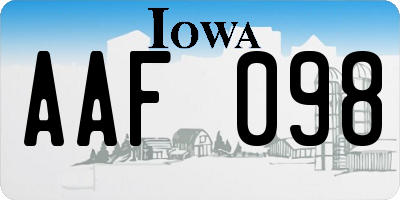 IA license plate AAF098