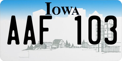 IA license plate AAF103