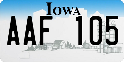 IA license plate AAF105