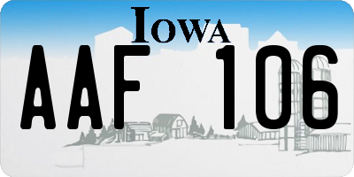 IA license plate AAF106