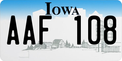 IA license plate AAF108