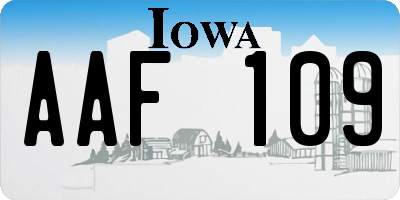 IA license plate AAF109