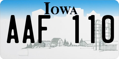 IA license plate AAF110