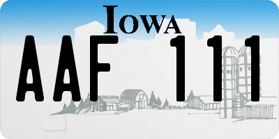 IA license plate AAF111