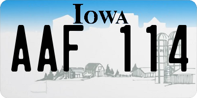 IA license plate AAF114