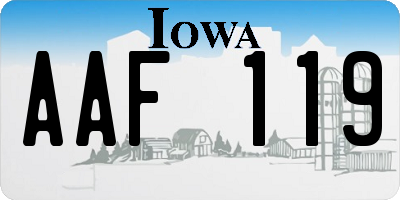 IA license plate AAF119