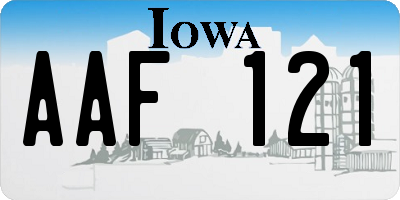 IA license plate AAF121