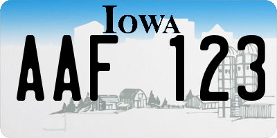 IA license plate AAF123