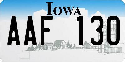 IA license plate AAF130