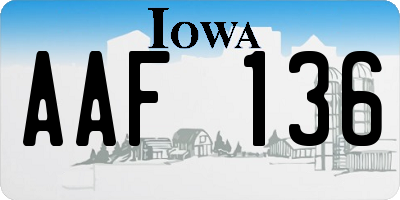 IA license plate AAF136