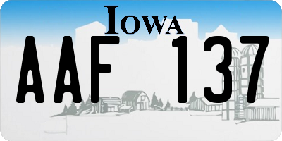 IA license plate AAF137