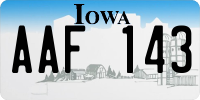 IA license plate AAF143