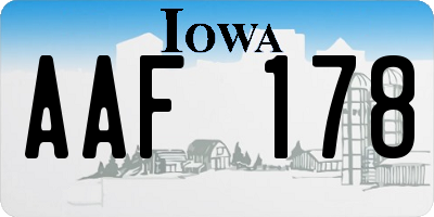 IA license plate AAF178