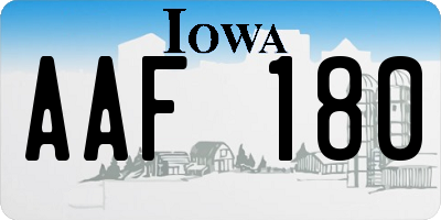 IA license plate AAF180