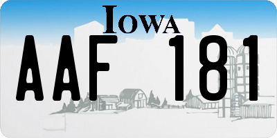 IA license plate AAF181