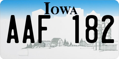 IA license plate AAF182