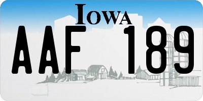 IA license plate AAF189