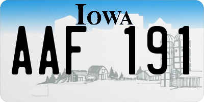 IA license plate AAF191