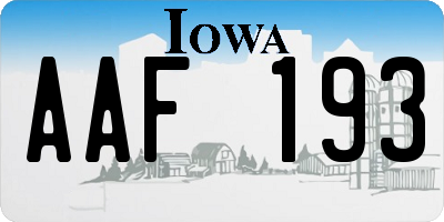 IA license plate AAF193