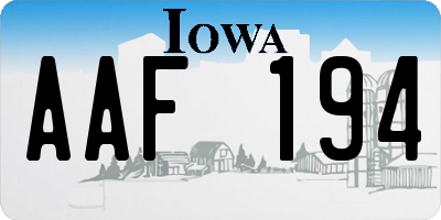 IA license plate AAF194