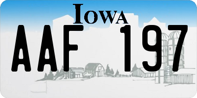 IA license plate AAF197