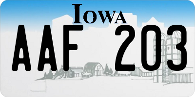 IA license plate AAF203